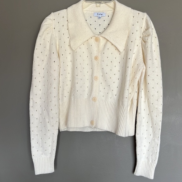 Fate Sweaters - Fate cream cut out polka dot cardigan large